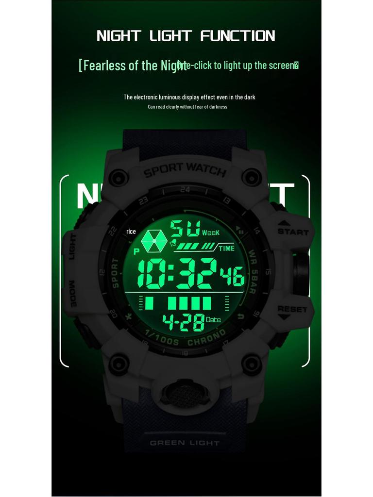 Sanda Multifunktionale Wasserdichte Sportuhr mit Alarm & Modischer Einzelanzeige für Studenten.