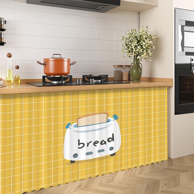 Cartoon Kitchen Dustproof Half-curtain  Self-adhesive Cupboard Curtain Kitchen Cabinet Coverings Cloth Decorative Short Curtains