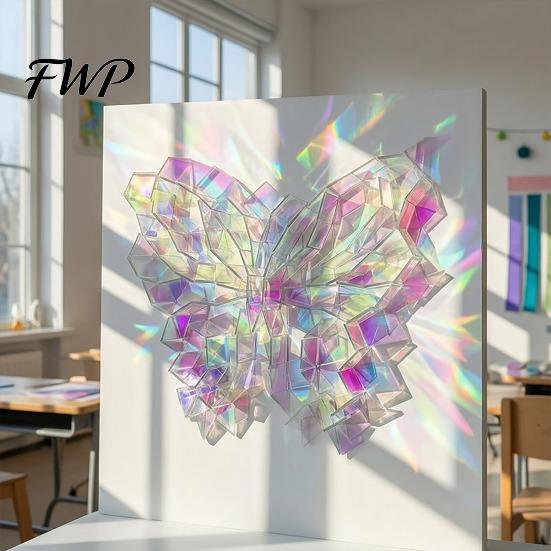 High Transparency Acrylic Squares Mini Iridescent Squares, Translucent Rainbow Pieces, 2cm 3cm Holographic Transparent Craft Tiles for DIY Crafts,