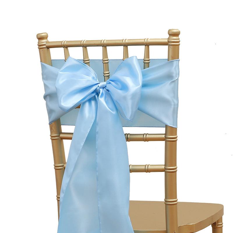 Wholesale 10/50pcs Satin Bow Sashes Wedding Chair Decor 17x275cm Ribbon Butterfly Tie Band For Christmas Birthday Party Sashes