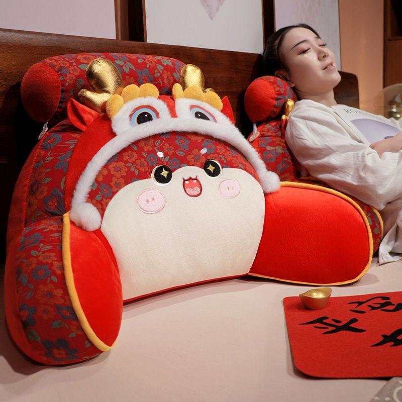 Red Bedhead Cushion Waist Cushion Soft Bag with Large Backrest for Bed Waist Protection Seasonal Availability of Pillows Office Rest Backrest Pad