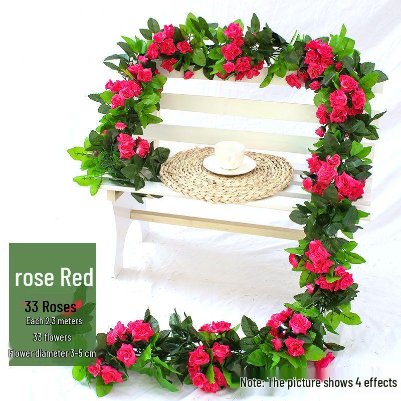 Artificial Rose Vine Garland for Air Conditioning Pipe Decoration