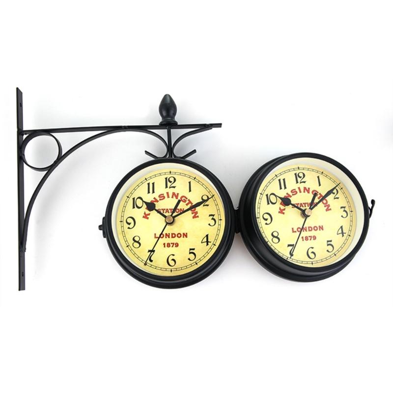 Vintage Double Side Silent Wall Clock Decorative Clock Party Decoration Supplies for Home Festival Indoor Outdoor