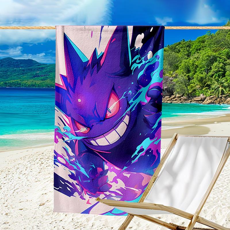 1pc Gengar1 Beach Towel, Beach and Seaside Swimming Pool Equipment, Fashion Pattern, Rectangular, Travel Essentials
