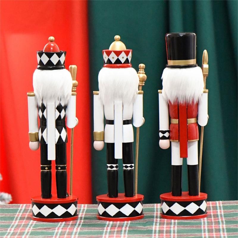 30cm Christmas Nutcrackers Ornament Hand Painted Doll Wood Solider King Figurine Tabletop Decorations for Home Bedroom
