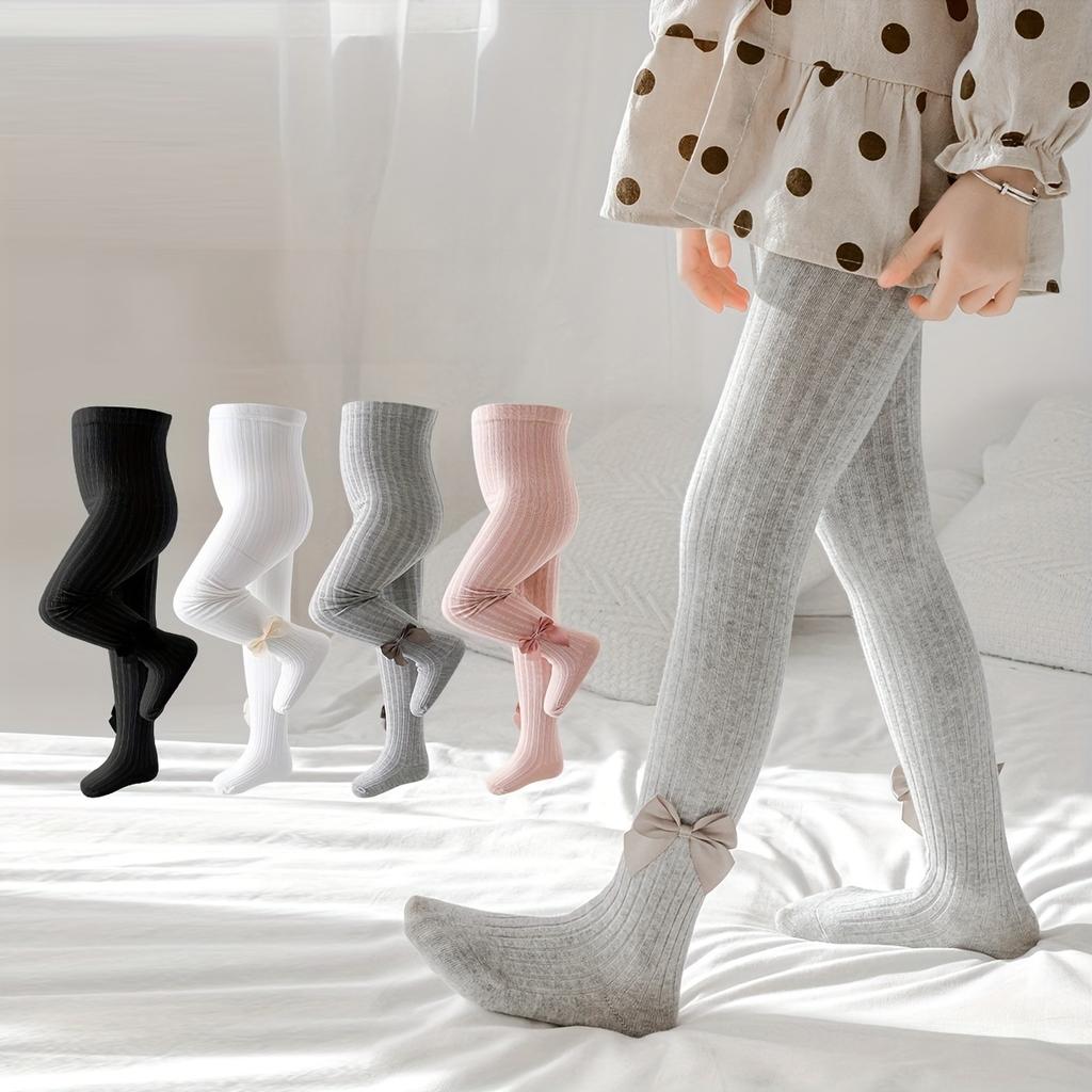 4 páry dívčích punčocháčů, jednobarevné, pružná pletenina, směs polyesteru, pouze ruční praní, punčocháče pro batolata a děti, módní doplněk k šatům