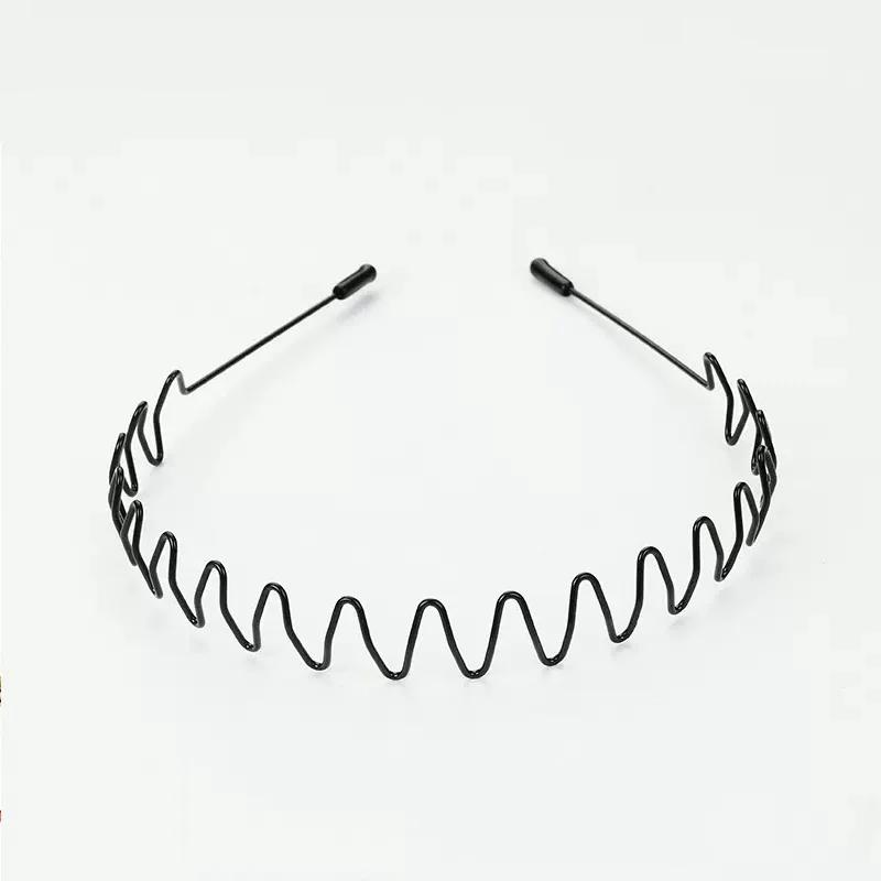 Unisex Schwarze Elastische Rutschfeste Einfache Metall-Stirnbänder Für Männer Frauen Welliges Haarband Feder Haarreif Mode Haarschmuck