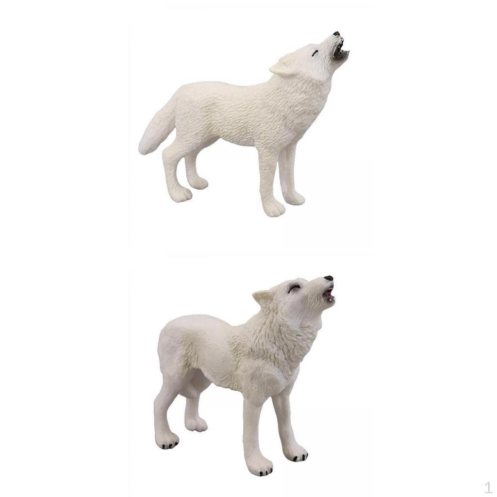2x Simulation Wolf Figurines Preschool Wolves Ages 3-8 Playset