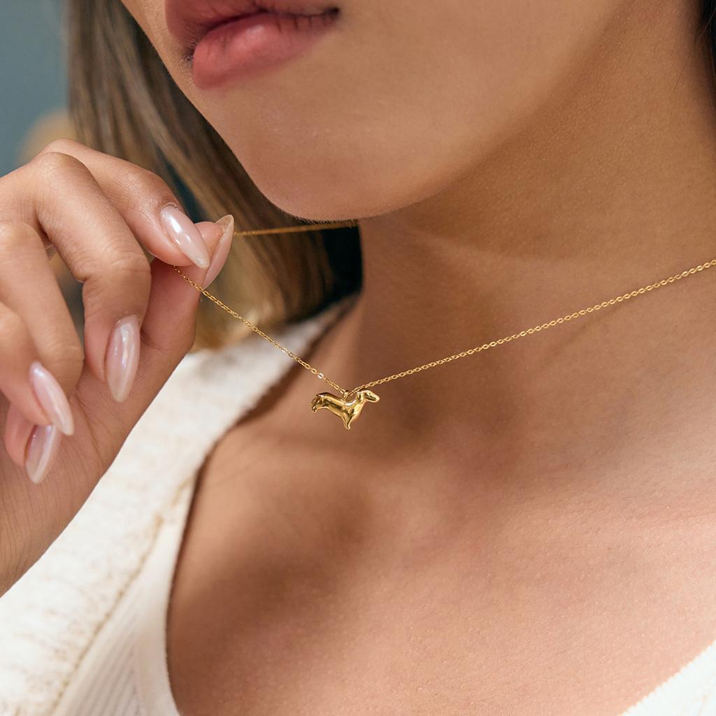 Light luxury high-end sweet wind cute dog necklace accessories sweater chain jewelry