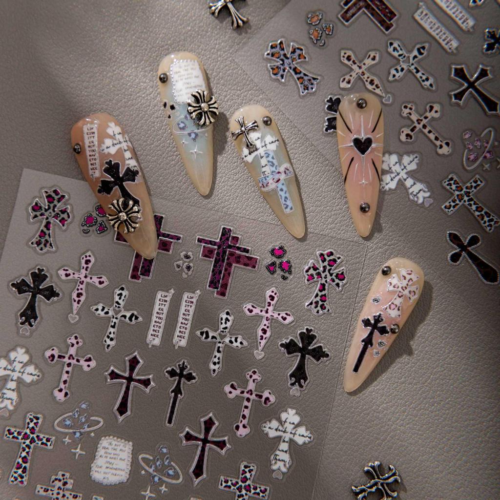 Cyansea Het Y2K Leopardmönster Laser Nageldekorationsklistermärken