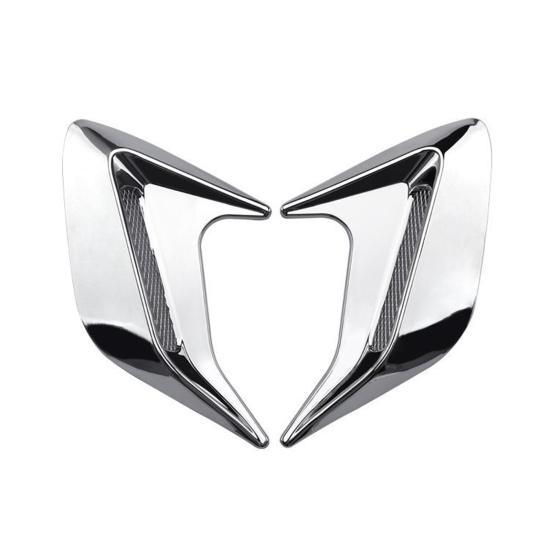 Car Shark Gill Side Vent Decals ABS Chrome Fender Trim Self-Adhesive Stick-On Exterior Hood Ornament Sporty Car Vent Sticker Fit for Most Cars