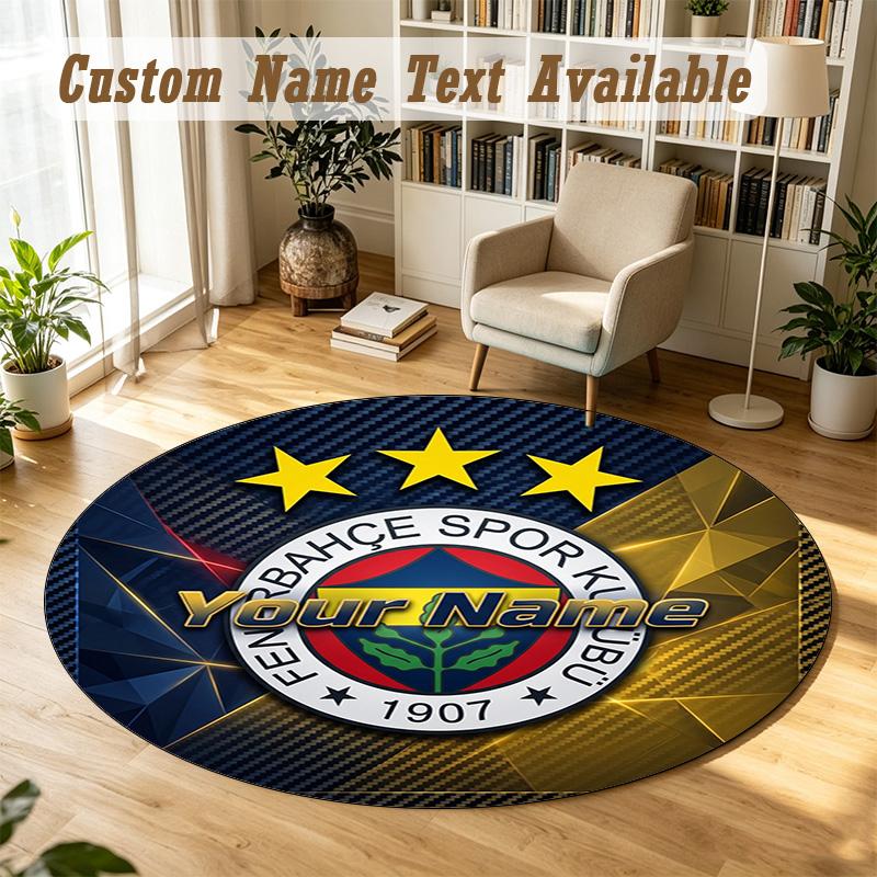 Round Rug Custom NameFenerbahçe FC Pattern Non Slip Carpet Home Floor Decor