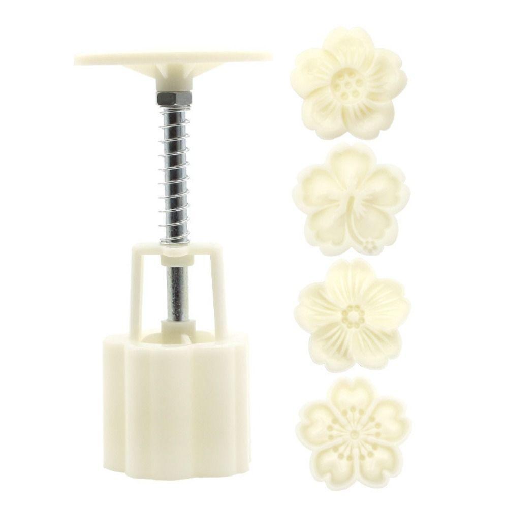 Hand-pressed Cookie Stamps Plastic Cherry Blossom Mooncake Mold Baking Tools   DIY