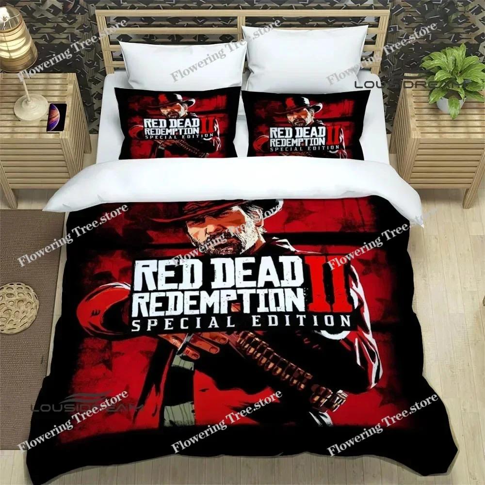 Red Dead Redemption 2 Print Bedding Sets Exquisite Supplies Set Duvet Cover Bed Comforter Set Bedding Set Luxury Birthday Gift