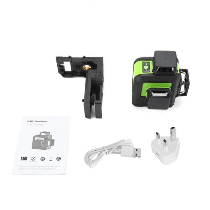 12 lignes à 360 degrés, niveau laser 3d étanche et anti-chute vert - mey