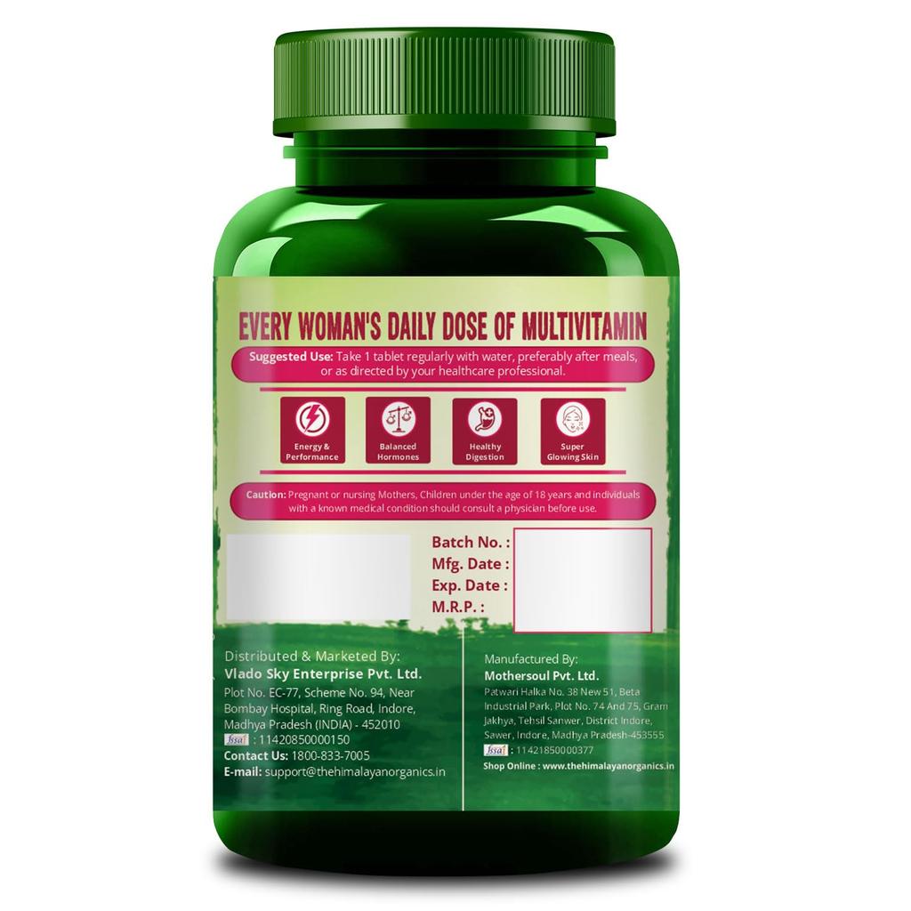 Vlado’s Himalayan Organics Multivitamin With Probiotics Supplement For Women With 60+ Essential Ingredients - Small Pack