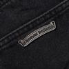 CHROME HEARTS Herren Schwarze Denim Shorts mit Weißen Kreuz-Aufnähern Baggy Streetwear Jorts