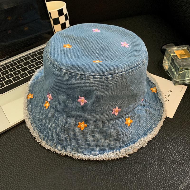 Denim Embellished Floral Fishing Hat For Comfortable Spring Wear For Everyone