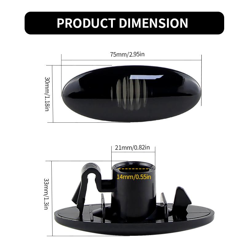 2PCS No Bulbs Car Fender Side Marker Light Casing, Only Covers for Nissan Qashqai X-trail Leaf Cube Navara D22 Terrano Peugeot