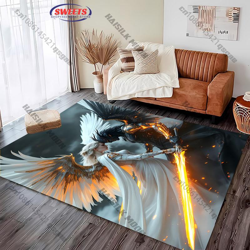 Celestial Angel and Demon Themed Rug for Modern Spaces carpet for home sofa bedroom, gift mat