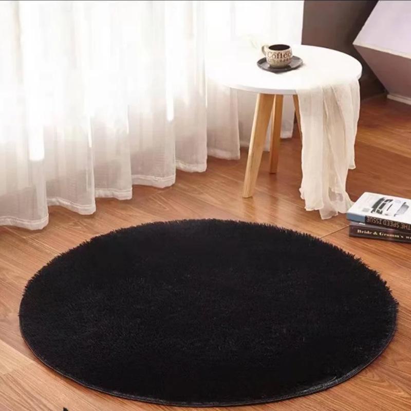 Einfache kreisförmige Matte Wohnzimmer Schlafzimmer Badezimmertür Rutschfeste dicke Kaschmirimitat Teppich Fußmatte