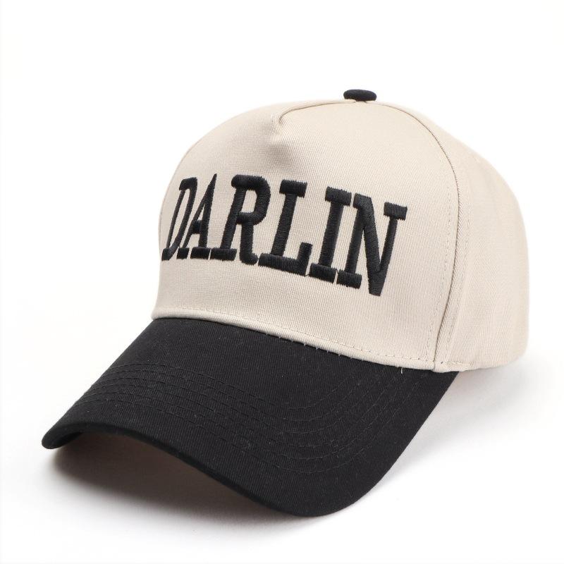Embroidered 5-Panel Baseball Cap Colorblock Cotton Adjustable Snapback Hat High-Crowned Sun Hat Casual Adjustable чёрный