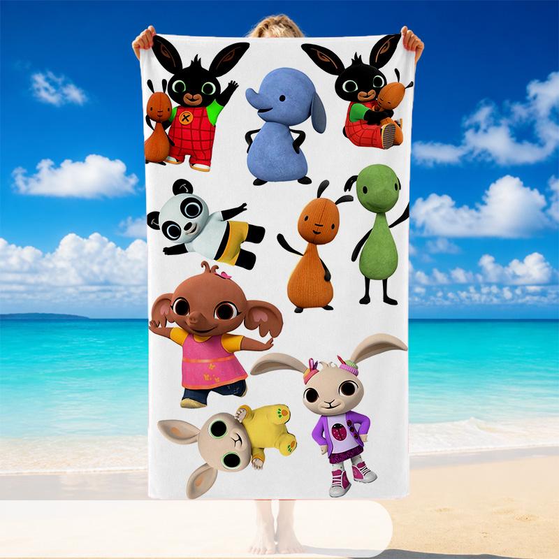Quick Dry Beach Towel Bing Bunny Pattern, Lightweight Absorbent Towel for Pool Beach Vacation Use