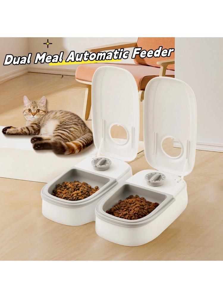 Pet Automatic Feeder Timed Quantification Separate Bowls for Dry Wet Feeding Easy To Clean Short-distance Travel Home Use