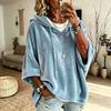 Europe and America 2026 New Autumn/winter Women's Seven-quarter Sleeve Solid Color Velvet Casual Hooded Sweater Top