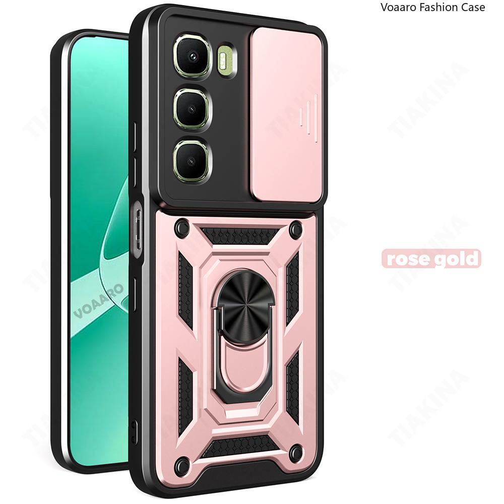 

Чохол-слайдер для об єктива для Infinix Hot 60i 4G Чохол для Infinix Hot 60 5G Pro Plus 4G Чохол з магнітним кільцем-підставкою Кришка Capa Inf Hot 60 Pro Plus рожевий