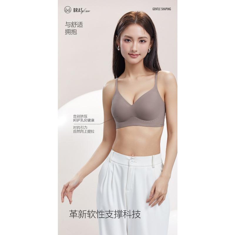 Women S Seamless Fixed Cup No Wire Push Up Comfortable Thin Bra