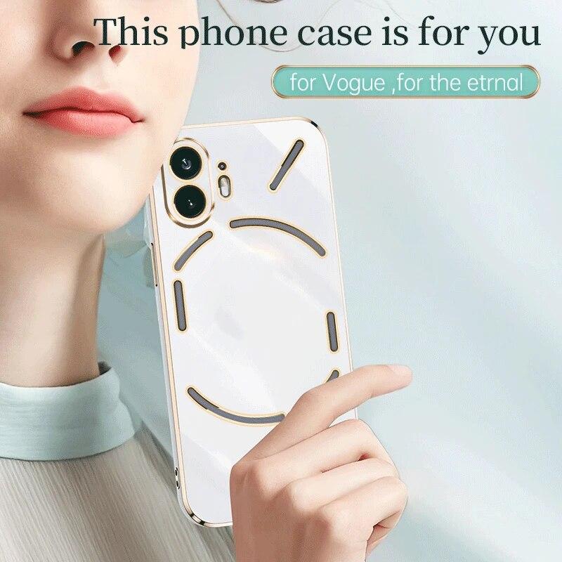 KEYSION Luxuriöse 6D-Beschichtung für Nothing Phone 2 1, weiches TPU-Silikon, quadratisch, stoßfest, Rückseite für Nothing Phone 1 2