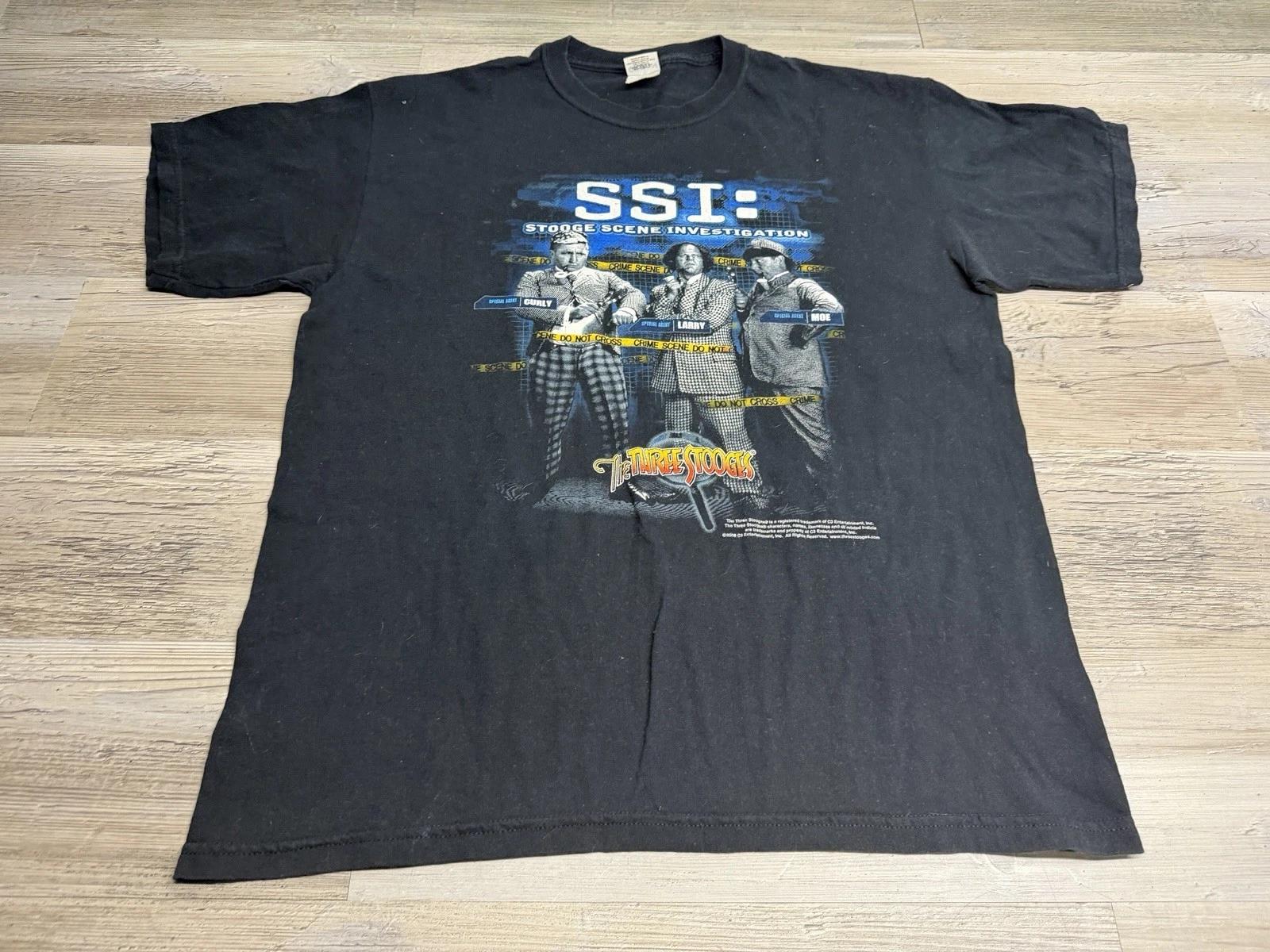 

Vintage SSI Stooge Scene Investigation 3 Stooges Parody T-Shirt Men s Size Large XL