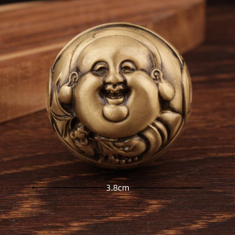 

God Of Wealth Elderly Fitness Hand Ball Handle Piece Stress Relief Artifact Ornament Brass Decoration Craf