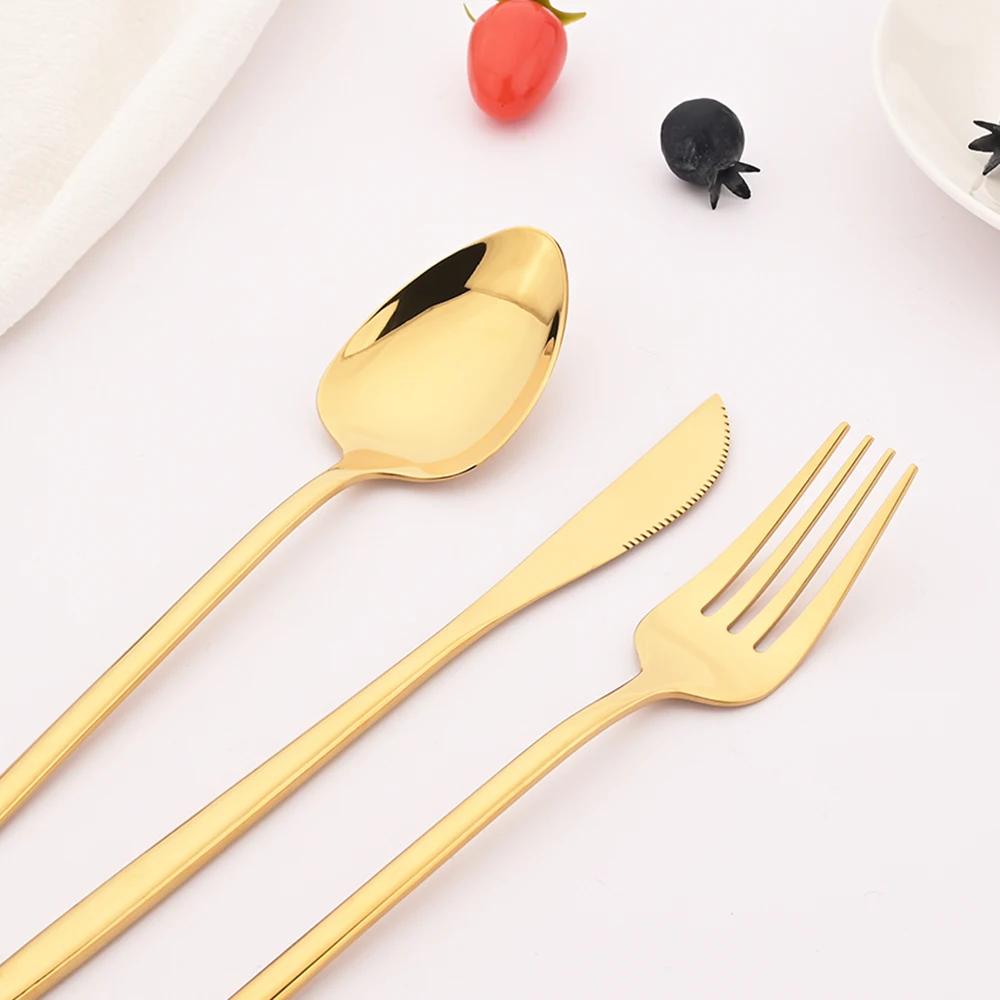 40Pcs/Set Western Gold Dinnerware Set Stainless Steel Cutlery Set Fork Knife Tea Spoon Flatware Tableware Kitchen Silverware Set