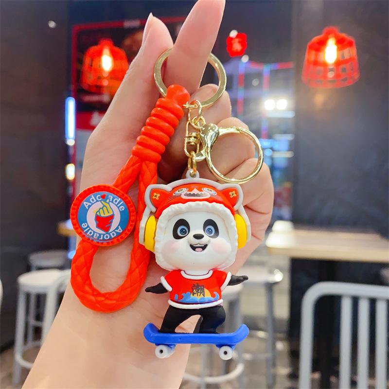 New Cartoon Guochao Opera Panda Cute Doll Keychain Bag Pendant Car Key Chain Gift
