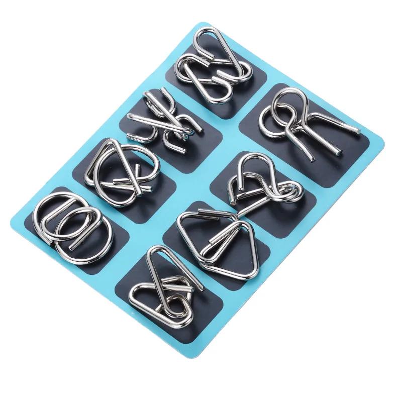 Intelligence 8Pcs/Set Solution Ring Metal Montessori Puzzle Wire Mind Brain Teaser Puzzles Educational Toys For Children Adults