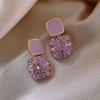 Boucles d'oreilles géométriques en cristal violet brillant vintage pour femmes, nouvelles boucles d'oreilles pendantes fines et brillantes