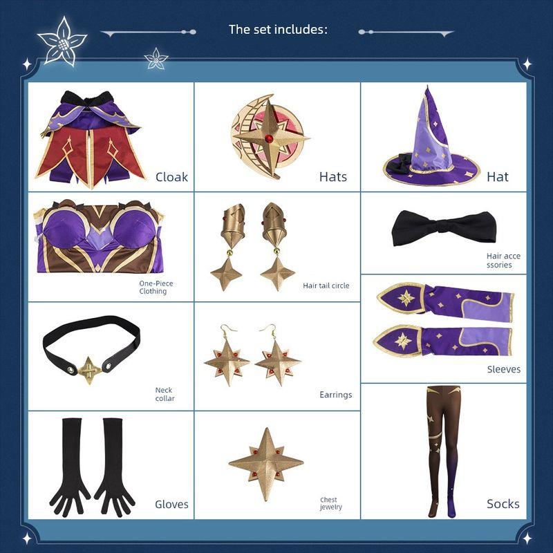 Genshin Impact Xingtian Shuijing Mona Cosplay Costume Game Set for Girls Anime Stage Performance Outfit