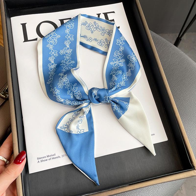Langer, dünner Seidenschal für Damen, Haarband, Krawatte, Design-Print, Luxusmarke, Haarreifen-Accessoires, coole Mädchen-Schals, Sommer 2021