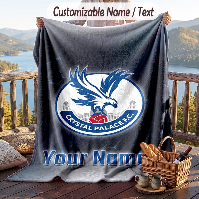 Flannel Blanket Crystal Palace Print Custom Name Text Soft Throw for Sofa Bed