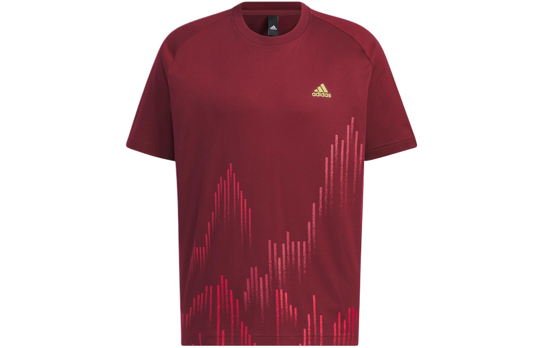 Adidas T Shirts Men s Burgundy Crew Neck Moderate Straight Fit JF0783 S