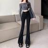 Smoke Gray Women's High-Waisted Micro-Flared Jeans - Spring & Autumn 2024 Slimming Petite Horseshoe Style