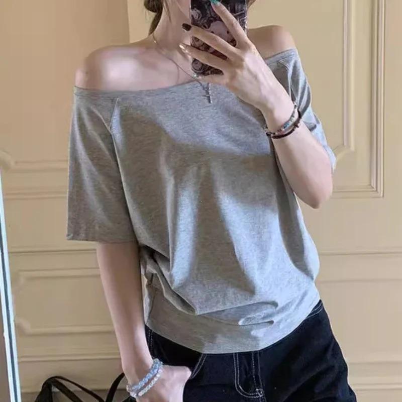 Women's Fashion Casual Summer Spring Solid Color Print Short Sleeve Oblique Collar Blouses & Shirts