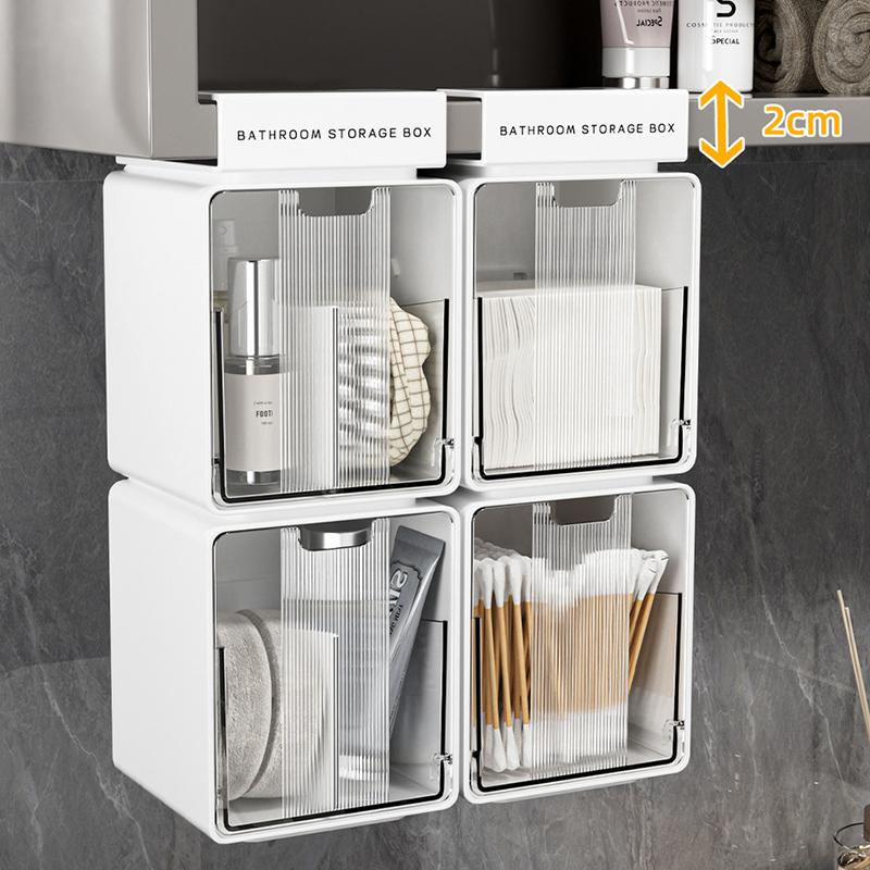 Transparent Bathroom Cotton Stick Makeup Cotton Bathroom Pull-Out Storage Drawer Style Storage Box Under The Mirror Cabinet