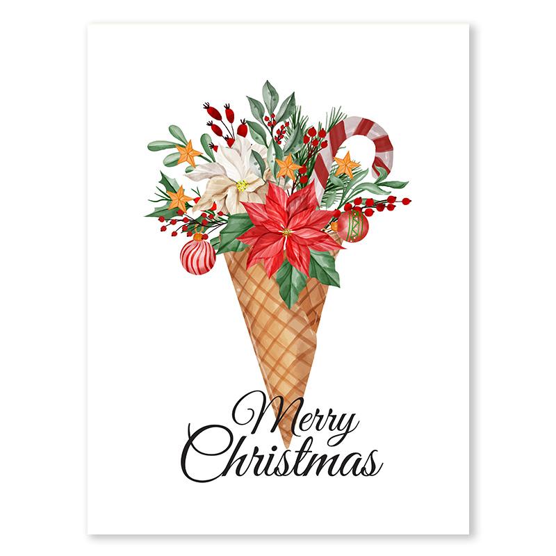 Christmas Cane Candy Decoration Wall Art Stocking Gifts Canvas Painting Jingle Bells Little House Poster Living Room Decoration
