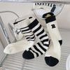 5 Pairs of Female Spring and Summer New Embroidery Stripe Simple and Breathable In The Tube Pile Socks
