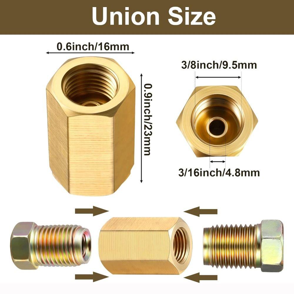 3/8 Inch-24 Threads Brake Hose Connector Hexagon Inverted Flare Fitting Brake Tube Fittings