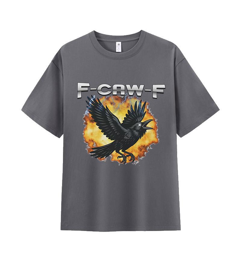 F-Caw-F Crow Bird Ironic Sarcastic Animal Funny T-shirt Men Women Vintage Oversized Clothing T-shirts Fashion O-Neck Cotton Tees
