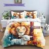 Painted Lion Pattern Bedding Quilt Set  Home Decoration  Gift (1 * duvet cover + 2 * pillowcase  without core)